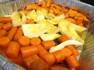 Vegetables ready to be roasted